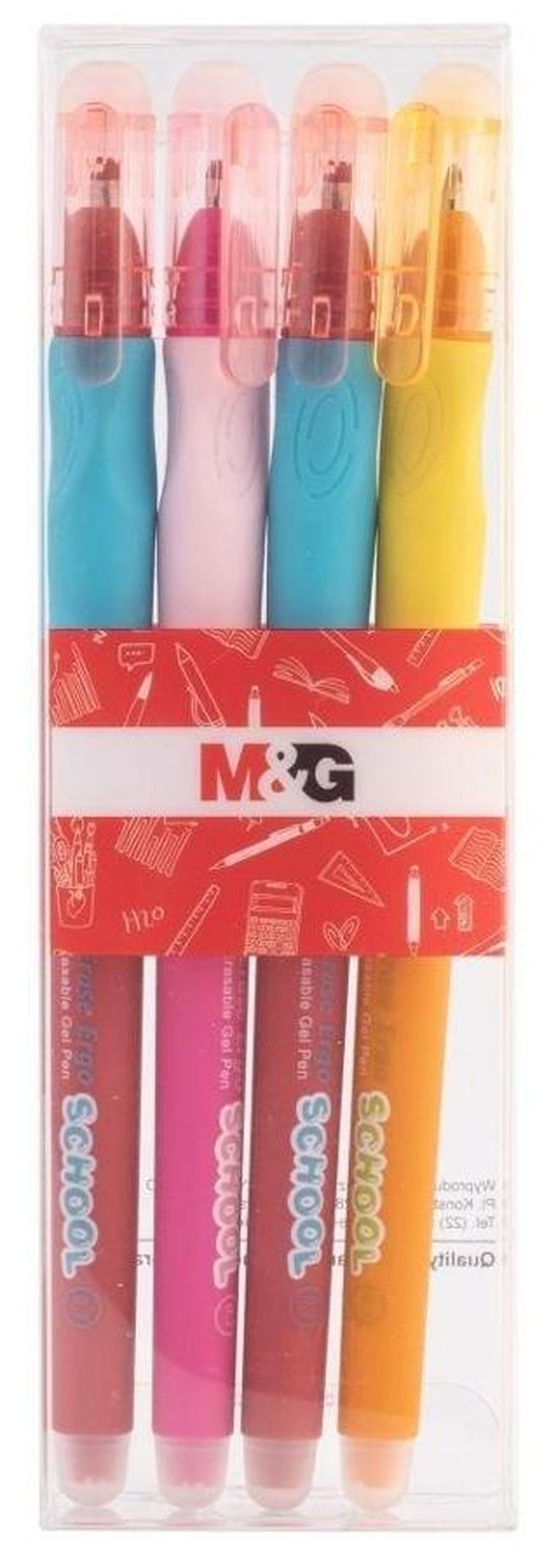 M&G, Ergo, długopisy wymazywalne, 0.7 mm, niebieski, 4 szt.