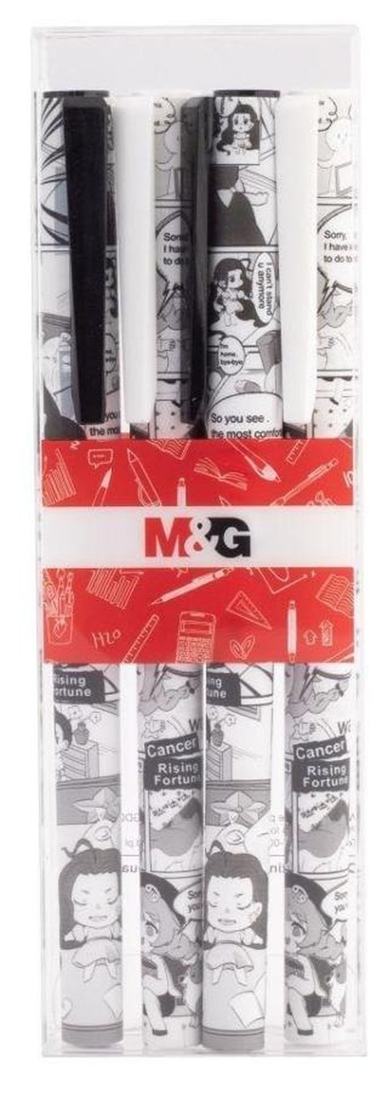 M&G, Manga, długopisy żelowe, 0.5 mm, niebieski, 4 szt.