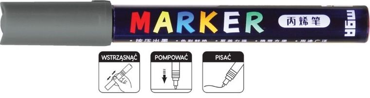 M&G, marker akrylowy, ciemnoszary, 1-2 mm