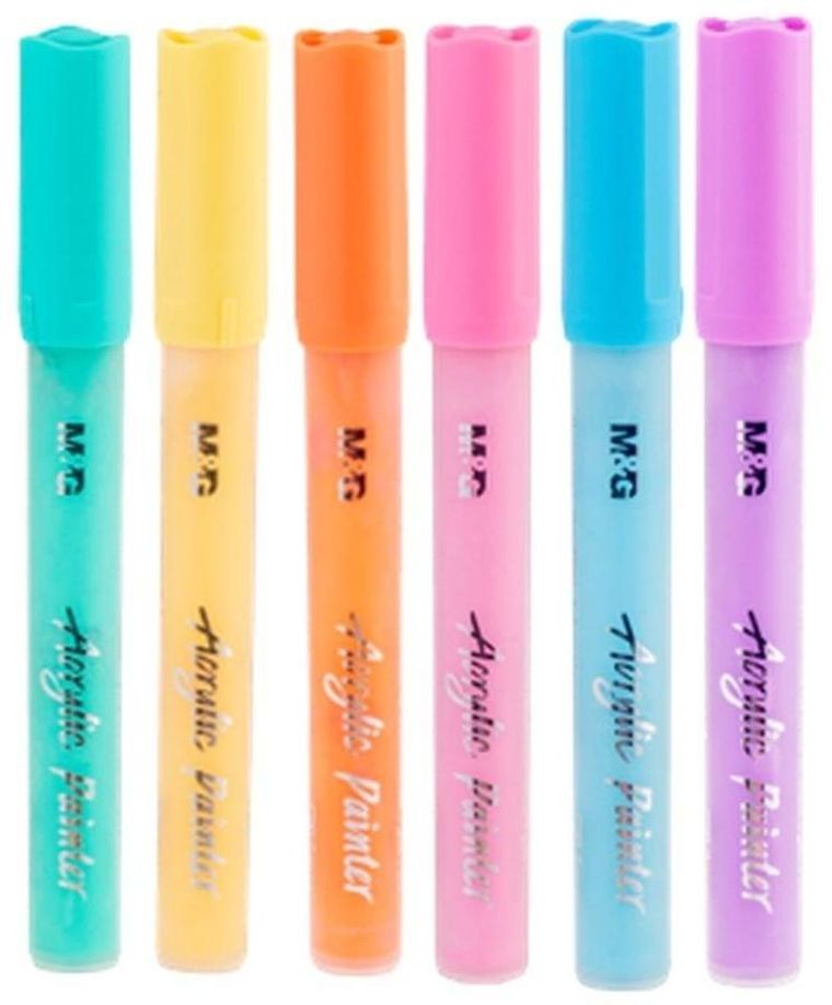 M&G, markery akrylowe, pastelowe, 6 kolorów