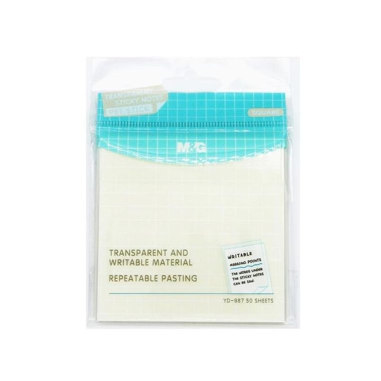 M&G, transparentne karteczki samoprzylepne, 76-76 mm, 50 kartek