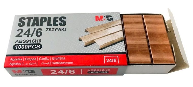 M&G, zszywki miedziowane, 24/6, 1000 szt.
