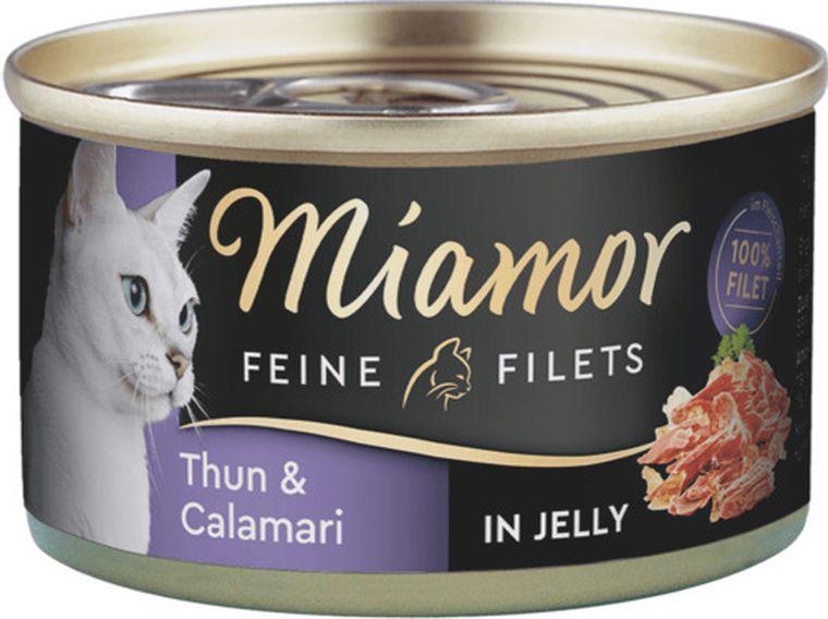 Miamor, Feine Filets, puszka dla kota, tuńczyk z kalmarem, 100g