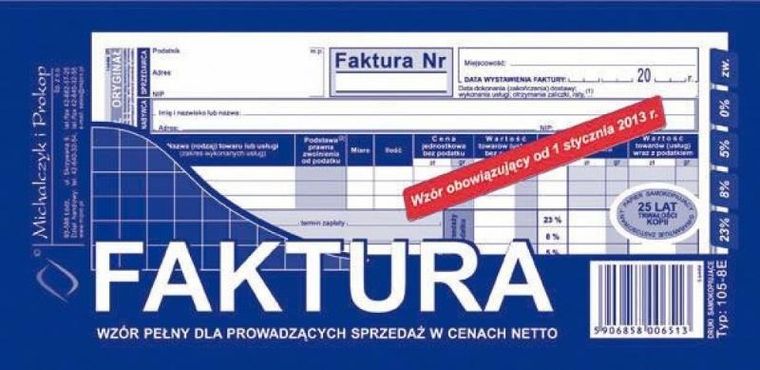 Michalczyk i Prokop Druki, druk, faktura sprzedaży w cenach netto, 1/3a4