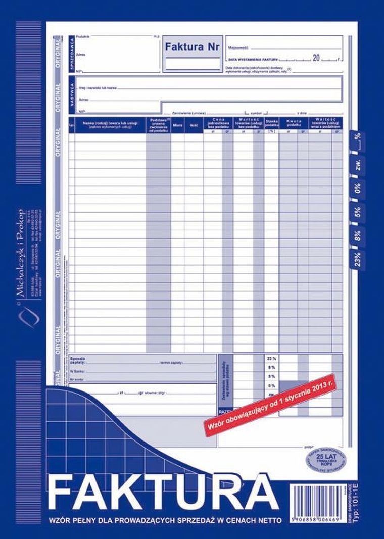 Michalczyk i Prokop Druki, faktura A4 pełna