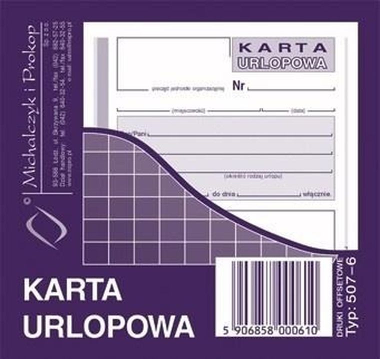 Michalczyk i Prokop Druki, karta urlopowa, 507-6