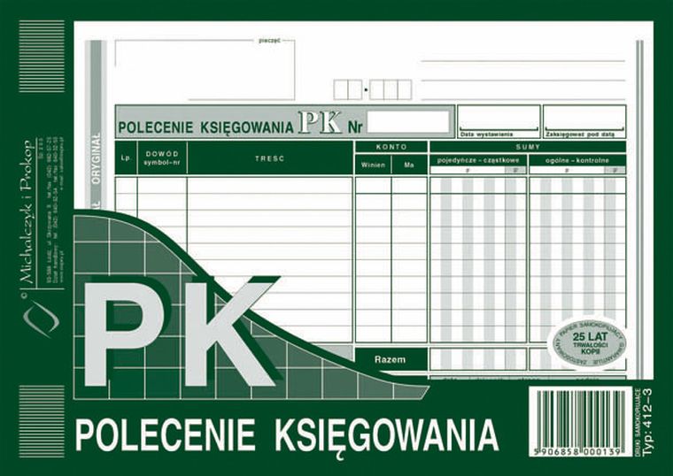Michalczyk i Prokop Druki, polecenie księgowania A5, poziom