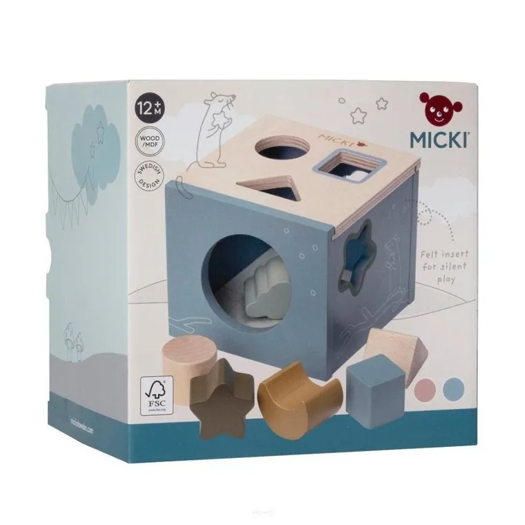 Micki, sorter drewniany, niebieski