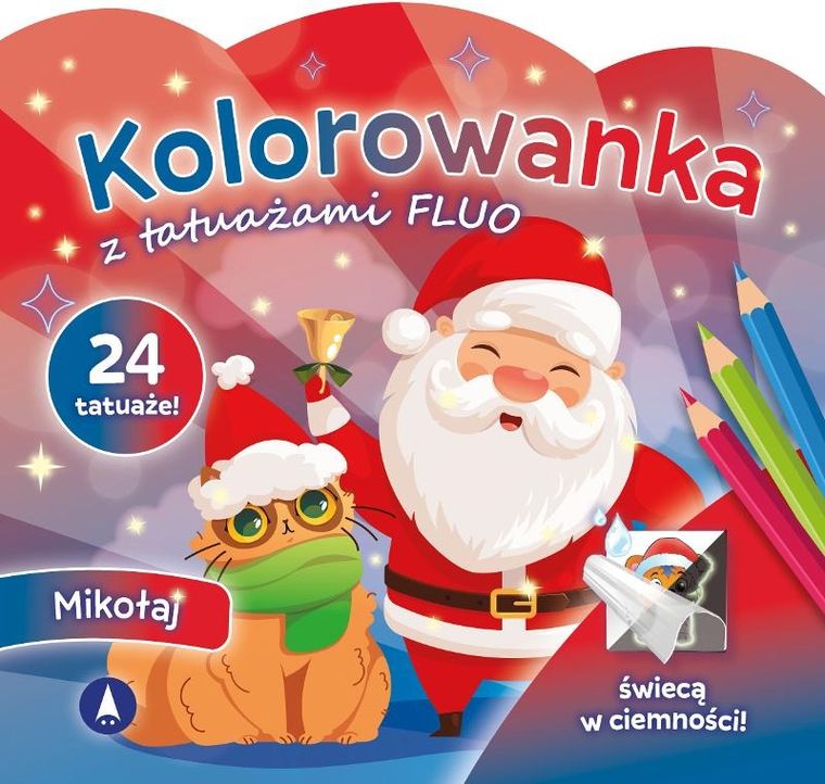 Mikołaj. Kolorowanka z tatuażami fluo