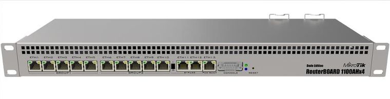 MikroTik, RB1100AHx4 Dude Edition, router, 13xRJ45 1000Mb/s, 1xmicroSD, 2xSATA, 2xM.2, 60GB dysk w zestawie