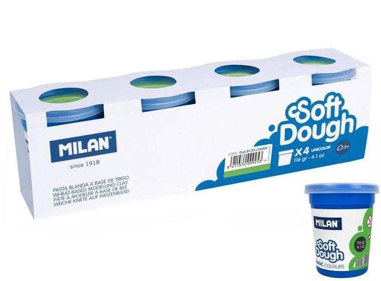 Milan, Basic, ciastolina, zielona, 4 słoiczki, 116g