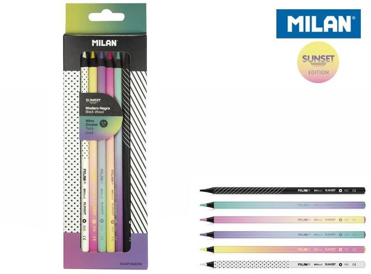 Milan, Big Lead Sunset, kredki ołówkowe, okrągłe, 6 kolorów