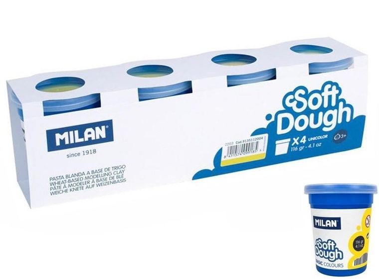 Milan, Ciastolina Basic, żółta, 4 słoiczki