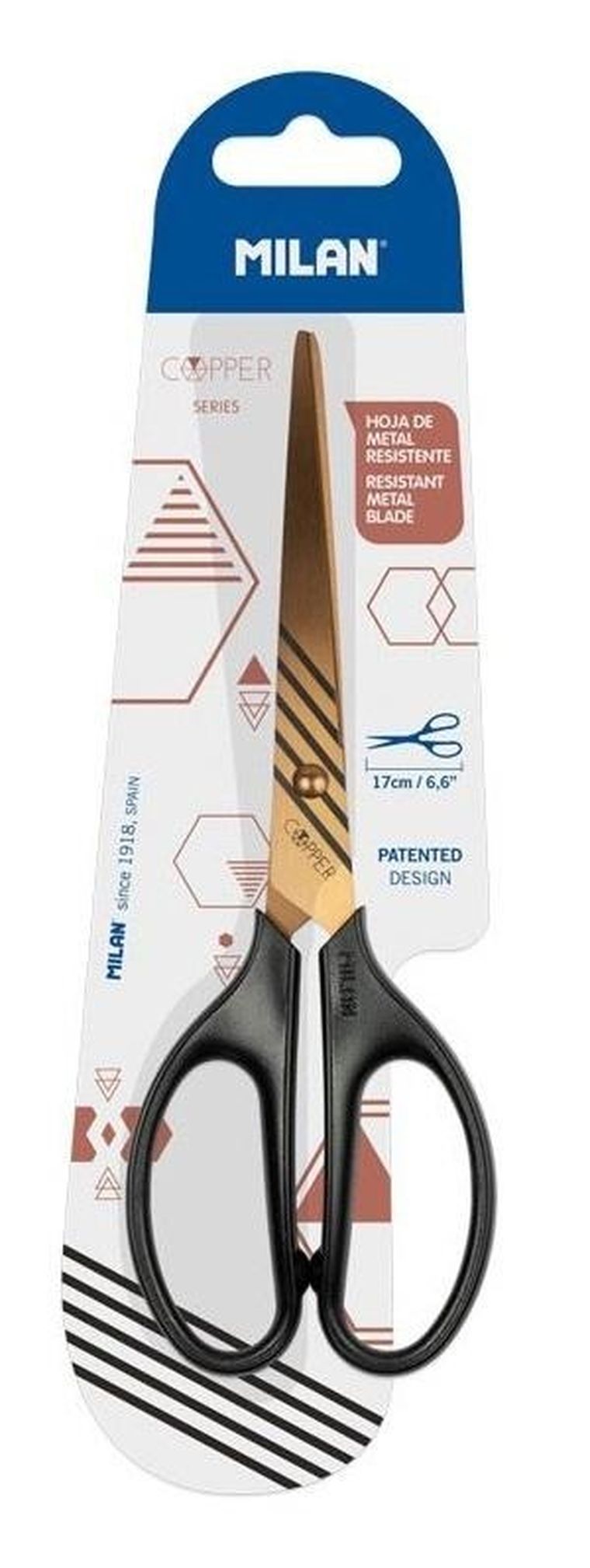 Milan, Copper, nożyczki, czarne, 17 cm