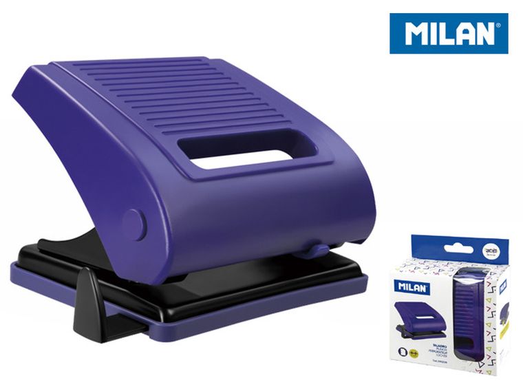 Milan, dziurkacz z systemem bezpieczeństwa, niebieski