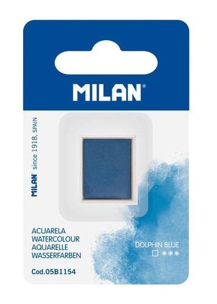 Milan, farba akwarelowa w kostce, błękitny delfin