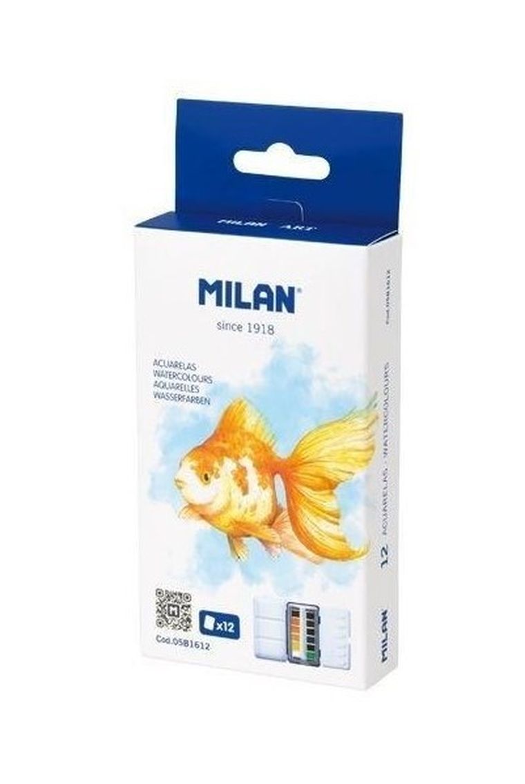 Milan, farba akwarelowa w kostce, kasetka, 12 kolorów