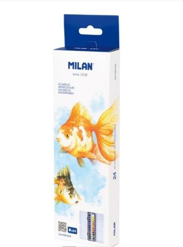 Milan, farba akwarelowa w kostce, kasetka, 24 kolory