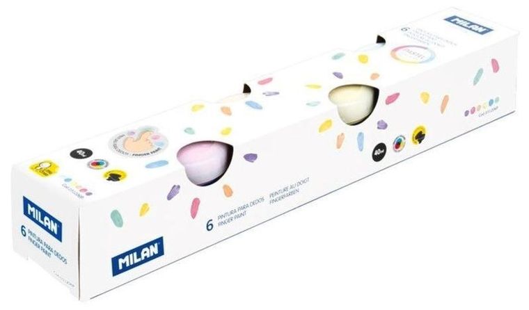 Milan, farby do malowania palcami, pastelowe, 6 kolorów, 40 ml