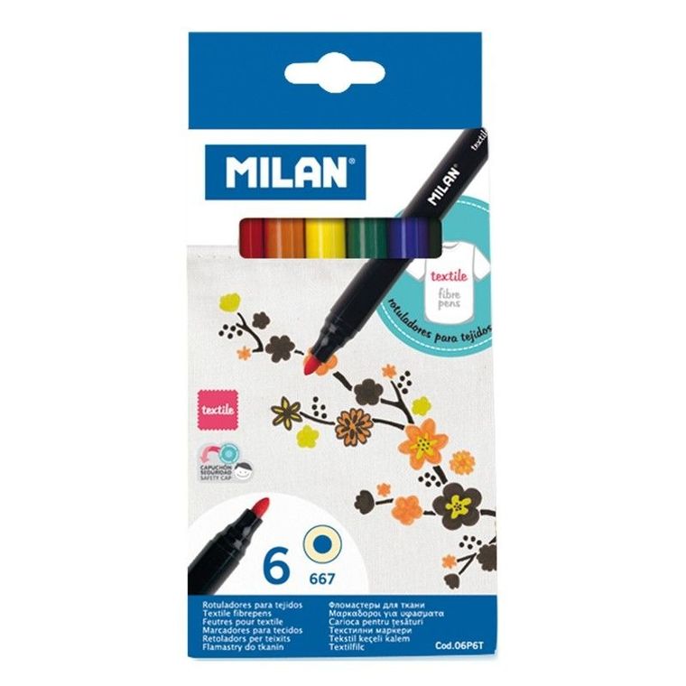 Milan, flamastry do pisania po materiale, 6 szt.