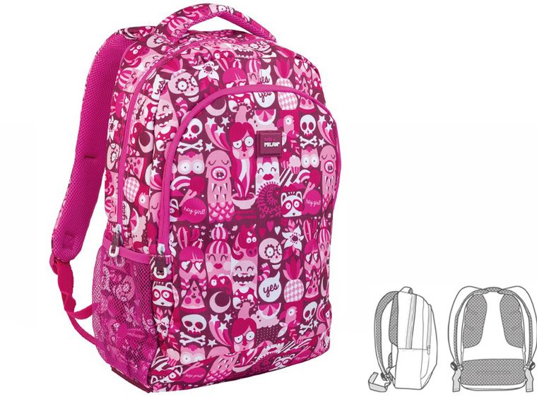 Milan, Hey Girl, plecak szkolny, 21l, różowy