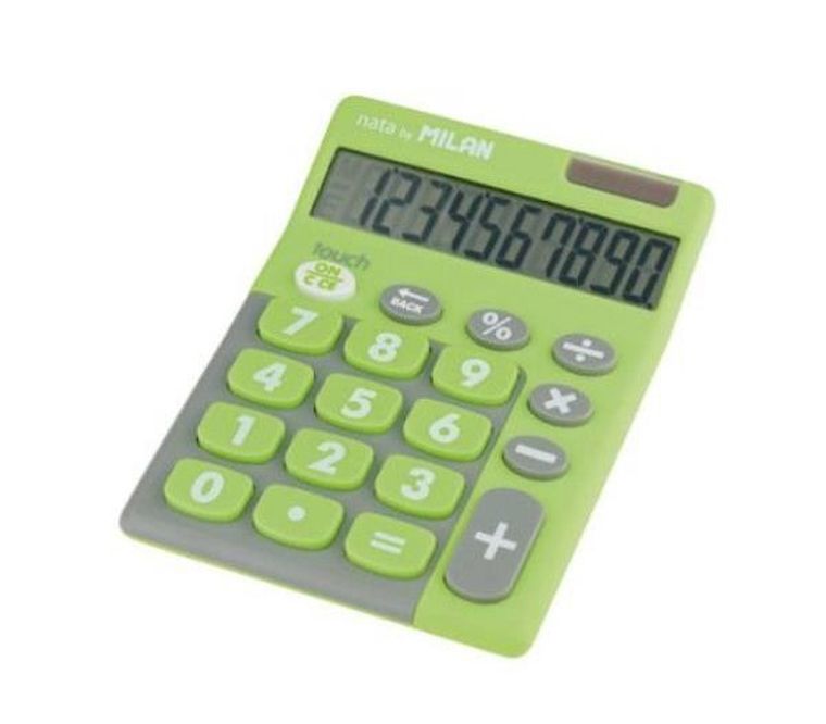 Milan, kalkulator 10 pozycyjny, touch duo, duże klawisze zielony