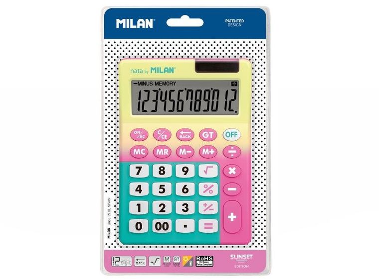 Milan, kalkulator duże klawisze, Sunset, różowy