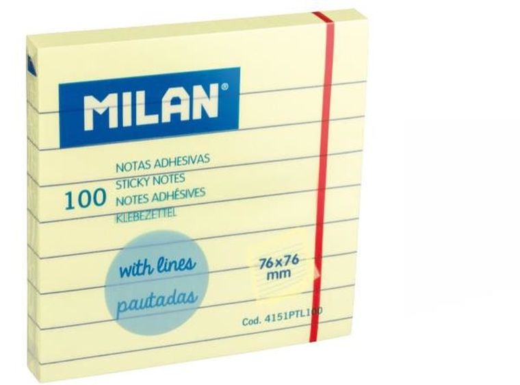 Milan, karteczki samoprzylepne, w linie, 76-76 mm, 100 karteczek