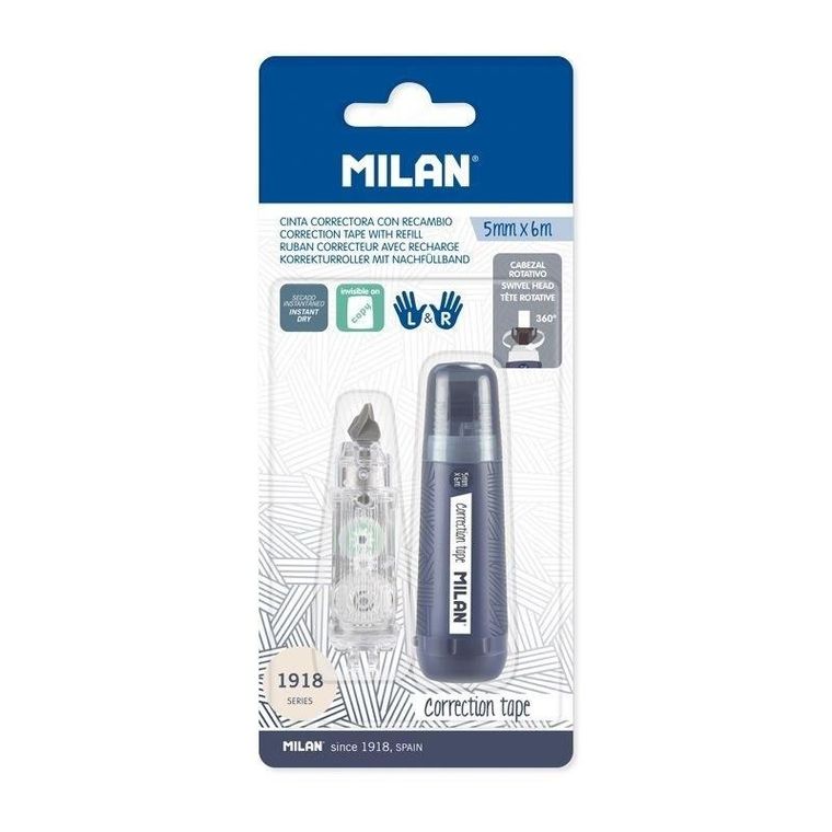 Milan, korektor w taśmie, niebieski + wkład