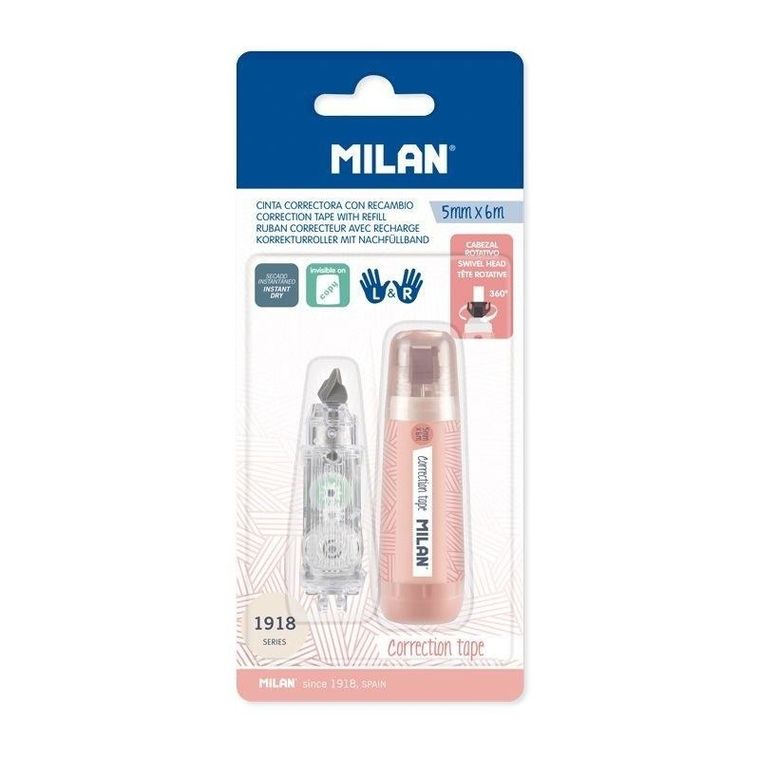 Milan, korektor w taśmie, niebieski + wkład