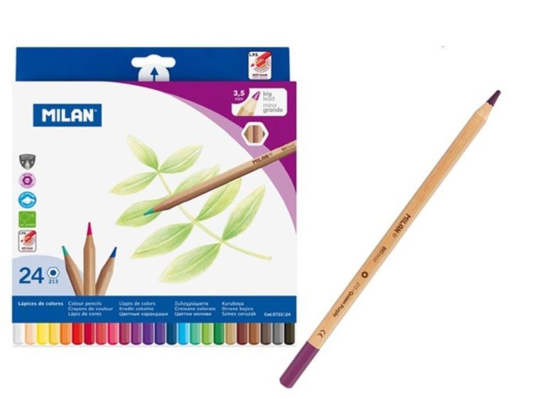 Milan, kredki ołówkowe sześciokątne, 24 kolory