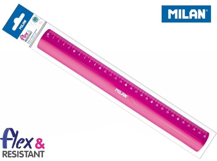 Milan, linijka, różowa, 30 cm