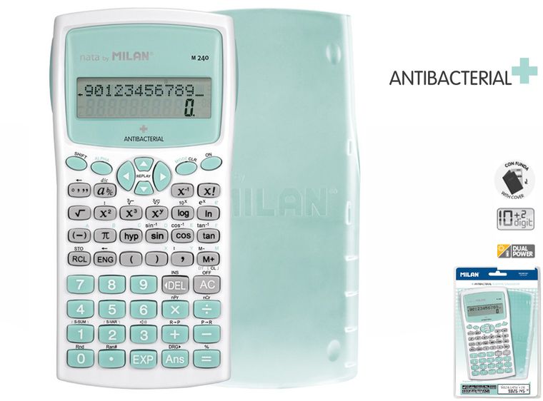 Milan, M240 Antibacterial, kalkulator naukowy, zielony