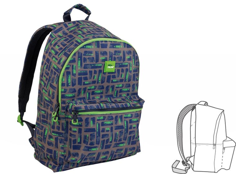 Milan, Maze, plecak szkolny, 20l, brązowo-zielony