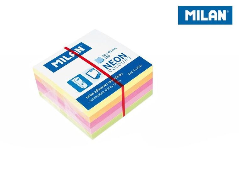 Milan, Neon, karteczki, mini kostka, 50-50 mm, 250 szt.