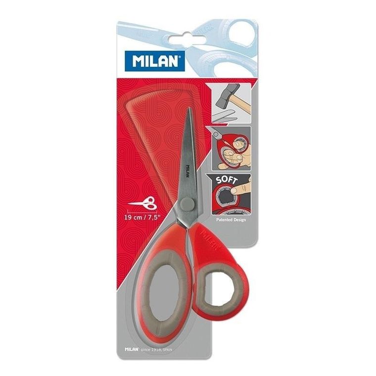 Milan, nożyczki biurowe, czerwone, 19 cm