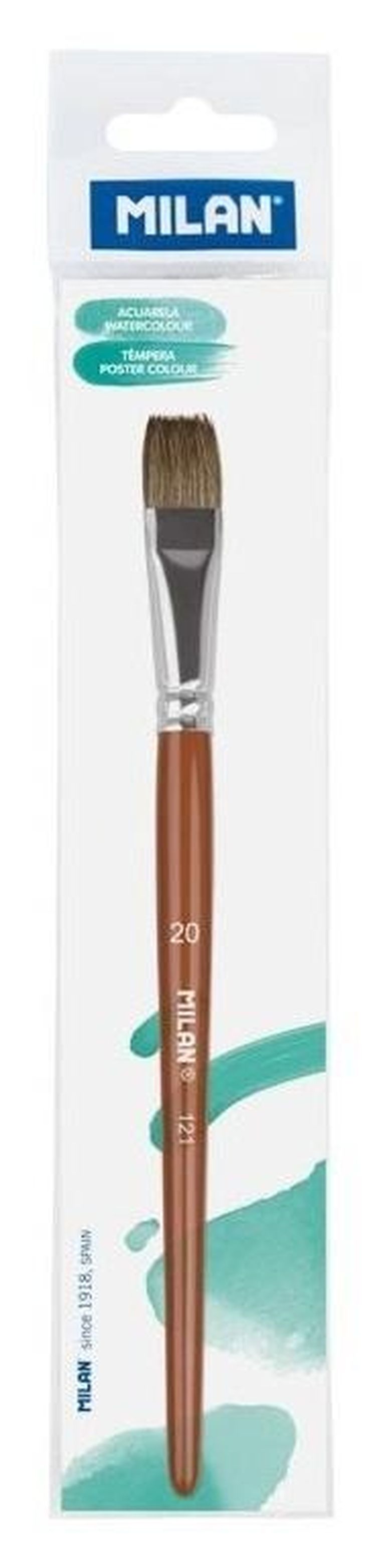 Milan, pędzel płaski z włosia koziego, seria 121, nr 20, 1 szt.