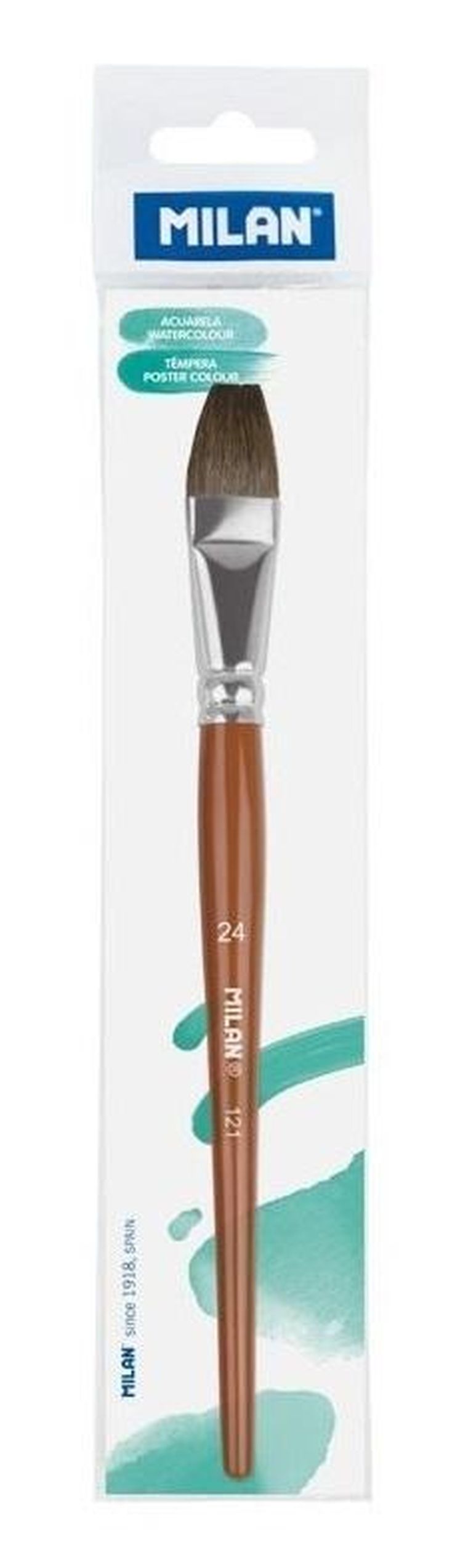 Milan, pędzel płaski z włosia koziego, seria 121, nr 24, 1 szt.