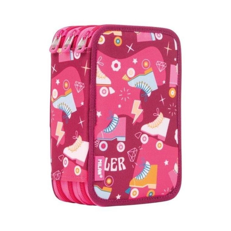 Milan, piórnik 2-komorowy, Roller, różowy