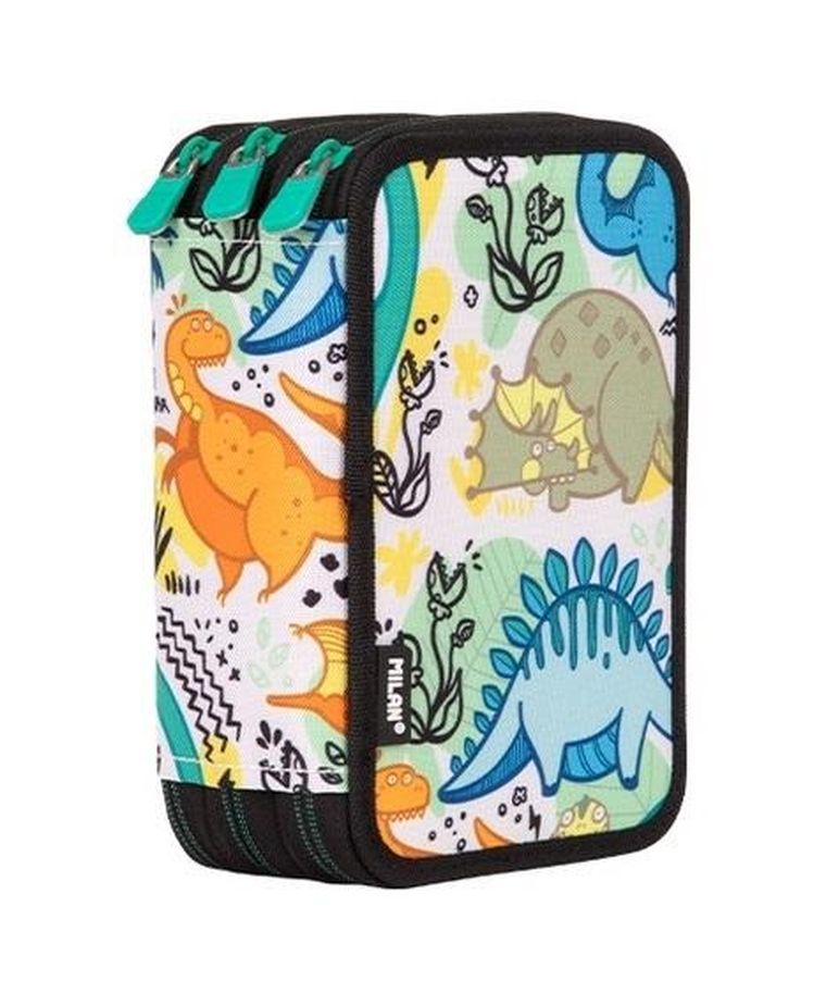 Milan, piórnik 3-komorowy z wyposażeniem, Dinos