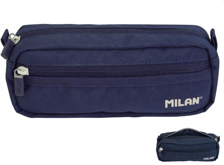 Milan, piórnik, owalny, granatowy