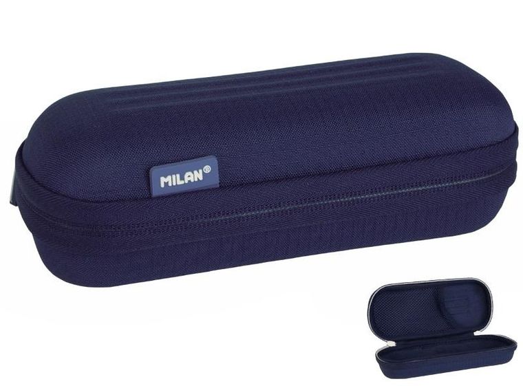 Milan, piórnik, owalny usztywniony, granatowy