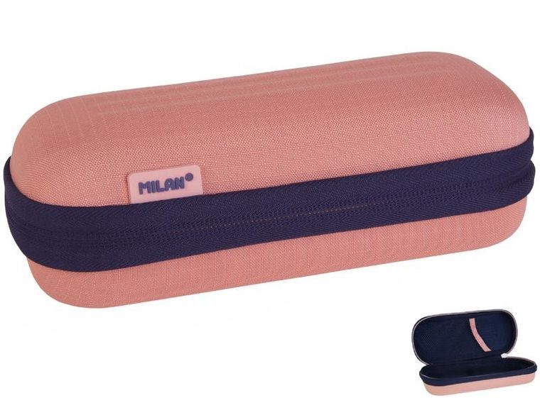 Milan, piórnik, owalny, usztywniony, różowy