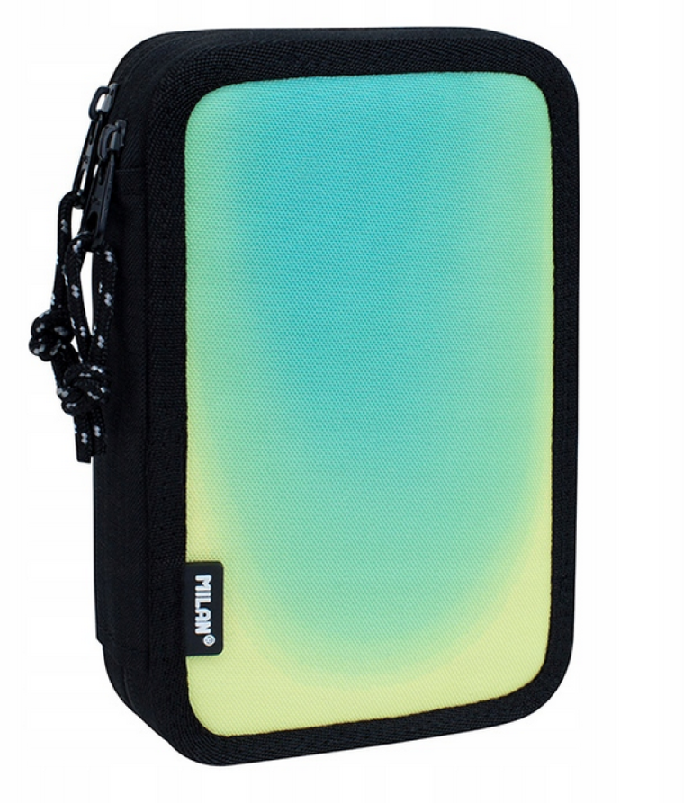 Milan, piórnik z wyposażeniem, Sunset, czarno-zielony