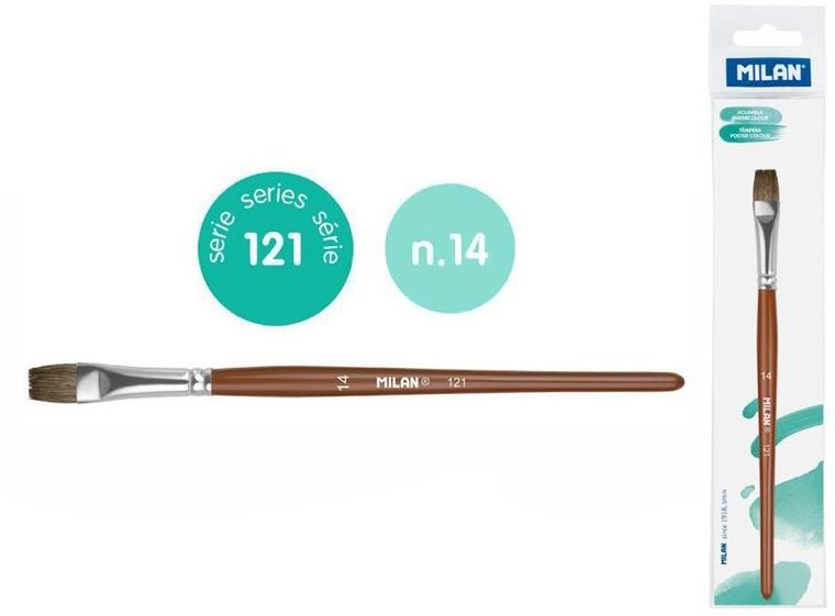 Milan, Seria 121, pędzel płaski z włosia koziego, nr 14