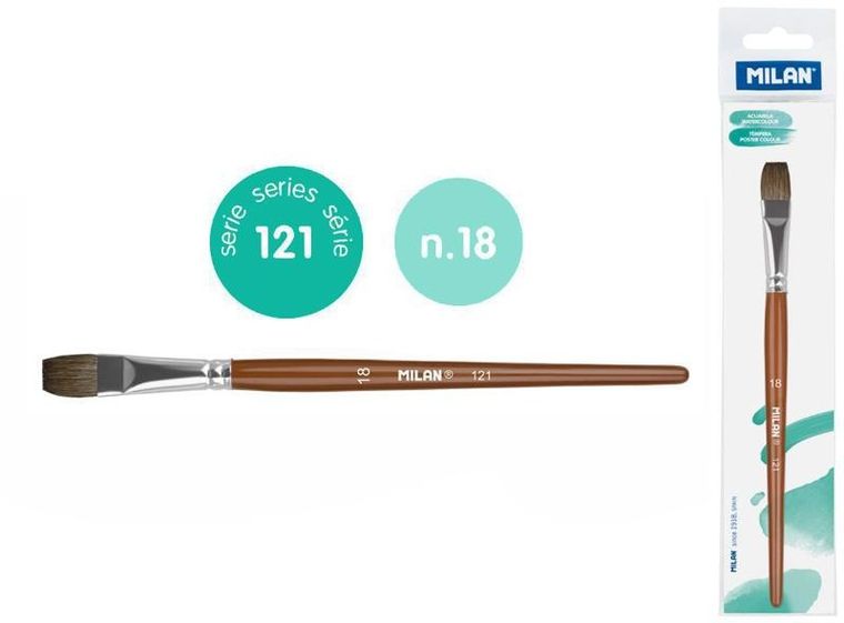Milan, Seria 121, pędzel płaski z włosia koziego, nr 18