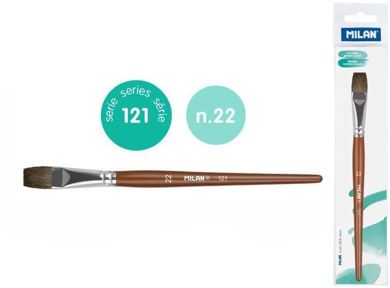 Milan, Seria 121, pędzel płaski z włosia koziego, nr 22
