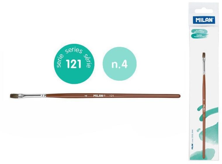 Milan, Seria 121, pędzel płaski z włosia koziego, nr 4