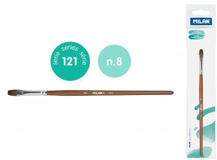 Milan, Seria 121, pędzel płaski z włosia koziego, nr 8