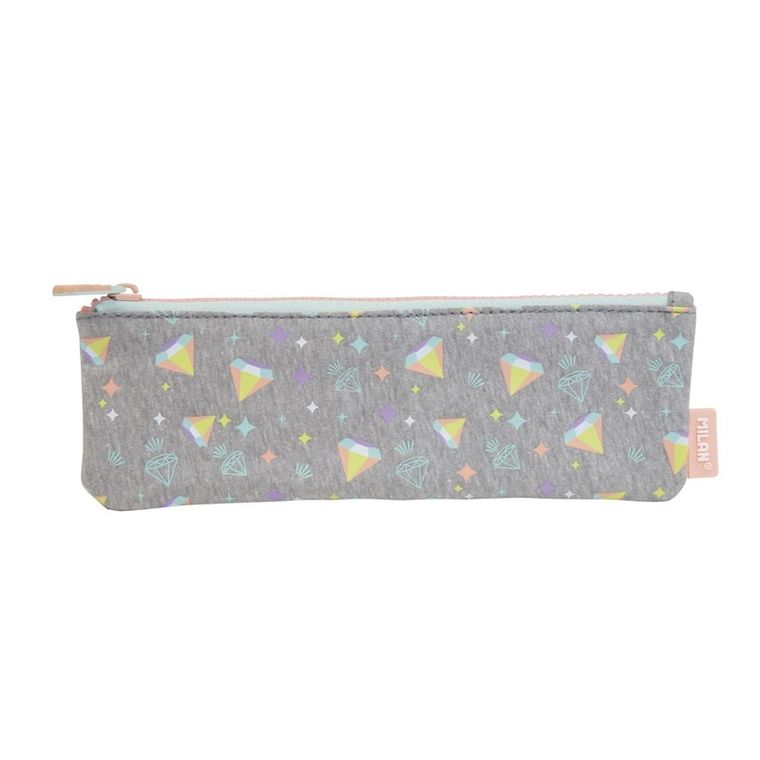 Milan, Sugar diamond, piórnik saszetka, mini płaski, szary